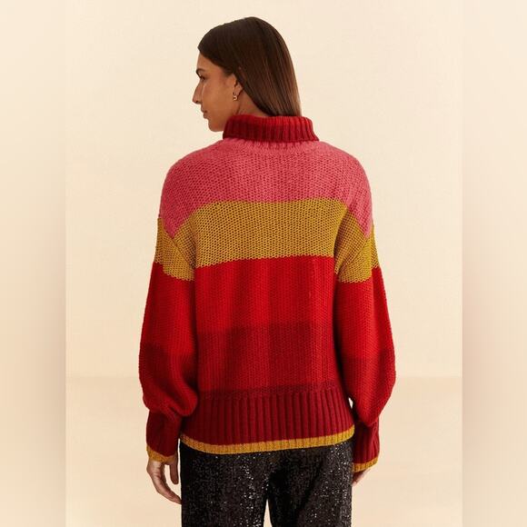 Farm Rio Shiny Stripes Turtleneck Sweater XXS - Picture 5 of 6